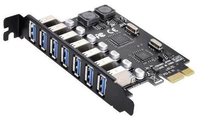 Alt view image 2 of 5 - PCI-E to 7 Ports USB 3.0 HUB PCI Express Expansion Card Adapter 5Gbps for Motherboard
