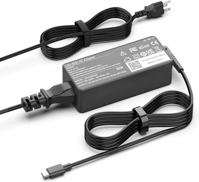 Main image of 90W USB C Laptop Charger Compatible with Thinkpad/Yoga Chromebook/Latitude/XPS HP Google Type C Laptop Power Supply Cord