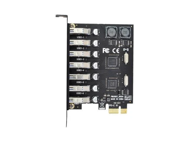 Alt view image 4 of 5 - PCI-E to 7 Ports USB 3.0 HUB PCI Express Expansion Card Adapter 5Gbps for Motherboard