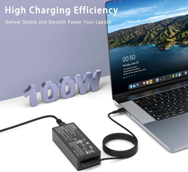 Alt view image 3 of 7 - 100W USB C Laptop Charger Universal Power Adapter Compatible with Mac Book Pro/Air 16 15 14 13 Inch and More Chromebook Type C Power Cord