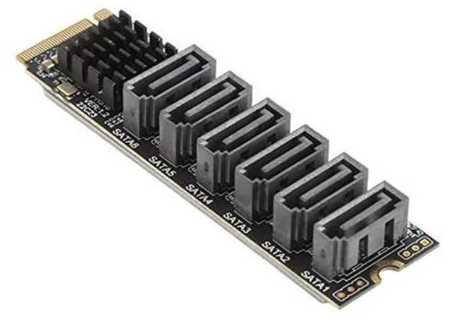 Alt view image 2 of 7 - PCIe Sata Expansion Card M.2 to SATA3.0 Adapter Card, 6Gbps High Speed Sata Expansion Card, ASM1166 M.2 PCIE to SATA Expansion Card with Smart Indicator, M.2 Sata Adapter