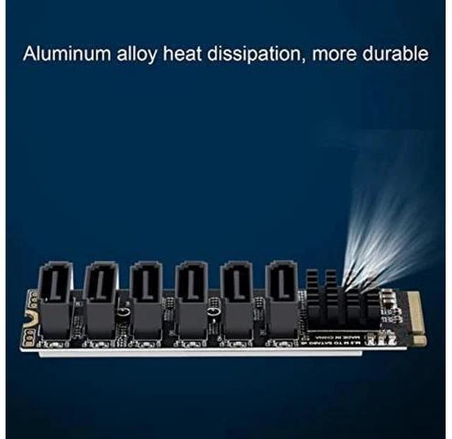 Alt view image 4 of 7 - PCIe Sata Expansion Card M.2 to SATA3.0 Adapter Card, 6Gbps High Speed Sata Expansion Card, ASM1166 M.2 PCIE to SATA Expansion Card with Smart Indicator, M.2 Sata Adapter