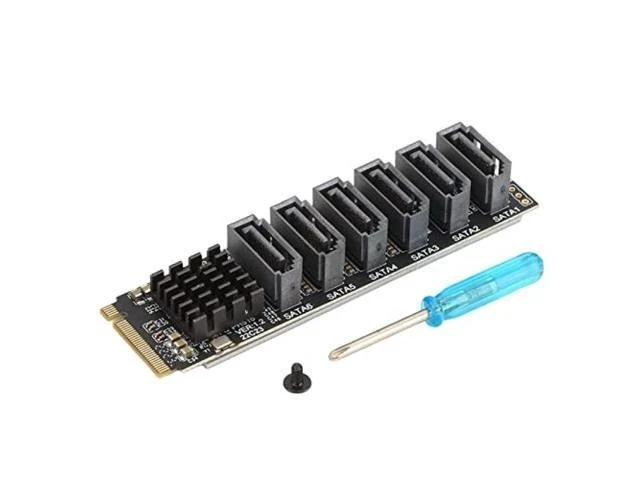 Alt view image 6 of 7 - PCIe Sata Expansion Card M.2 to SATA3.0 Adapter Card, 6Gbps High Speed Sata Expansion Card, ASM1166 M.2 PCIE to SATA Expansion Card with Smart Indicator, M.2 Sata Adapter