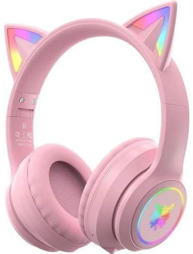 Main image of ONITOON Cat Ear Bluetooth Headphones with Micphone for Kids & Adults, LED Light Up Wireless HI-FI Sound Quality, Over-Ear Headphones with Volume Control for iPhone/iPad/Laptop/PC(55H Play Time)