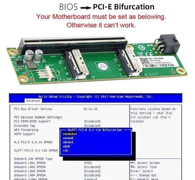 Alt view image 5 of 7 - NFHK Adapter Dual MCIO 8i Mini Cool Edge IO SFF-TA-1016 to PCIE5.0 PCI-Express 16x VROC Adapter for Mainboard SSD Graphics Card