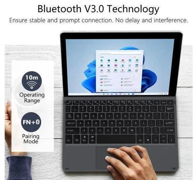 Alt view image 5 of 7 - MoKo Type Cover Fit Microsoft Surface Go 4 (2023)/ Go 3 (2021)/ Go 2 2020 / Go 2018, Slim Wireless Bluetooth Keyboard with Trackpad, 7-Color LED Backlit, Built-in Rechargeable Battery - Black