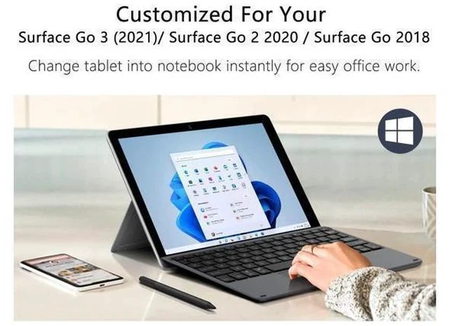 Alt view image 7 of 7 - MoKo Type Cover Fit Microsoft Surface Go 4 (2023)/ Go 3 (2021)/ Go 2 2020 / Go 2018, Slim Wireless Bluetooth Keyboard with Trackpad, 7-Color LED Backlit, Built-in Rechargeable Battery - Black