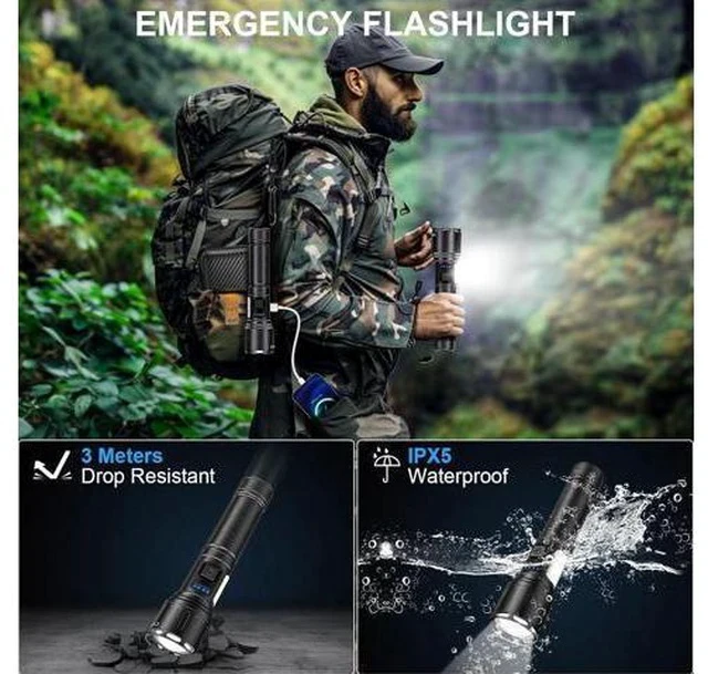 Alt view image 4 of 7 - Flashlights High Lumens Rechargeable - 100,000 Lumens Super Bright LED Magnetic Tactical Flashlight with Sidelight 8 Modes Waterproof Powerful Handheld Flash Light for Emergency Camping Home Car