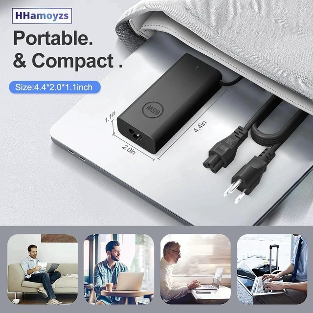 Alt view image 7 of 7 - 65W Laptop Charger USB C - Compatible with Latitude 5420/5520/7420/7430/7480/7490 & Inspiron 14/16/7620/2in1/XPS 13 LA65NM190