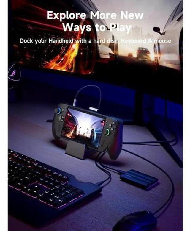 Alt view image 5 of 7 - Docking Station for ROG Xbox Ally X (2025)/ROG Ally X/ROG Ally/Steam Deck/Legion Go/Legion Go S, 6-in-1 Dock with HDMI 4K@120Hz, Gigabit Ethernet, USB A & USB C 3.2 Gen 1, 100W Charging - HB0609