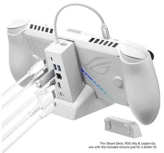 Alt view image 2 of 7 - Docking Station for ROG Xbox Ally X (2025)/ROG Ally X/ROG Ally/Steam Deck/Legion Go, 6-in-1 Dock with HDMI 4K@120Hz, Gigabit Ethernet, USB A & USB C 3.2 Gen 1, 100W Charging - HB0609 White