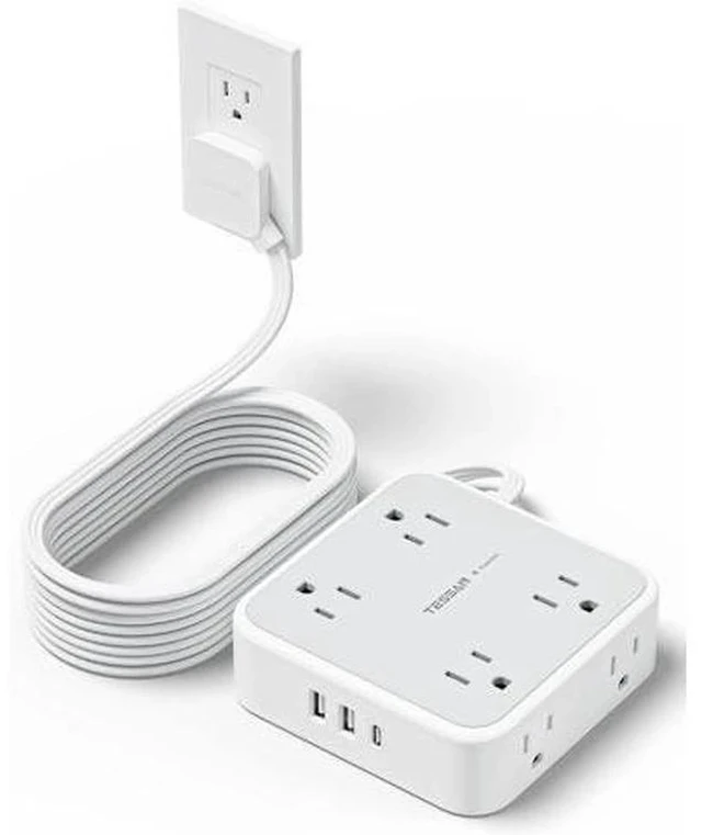 Main image of Surge Protector Power Strip 15 Ft Cord, 8 Widely Spaced Outlets, 3 USB Charger(1 USB C Port), Ultra Thin Flat Plug Extension Cord 15 Feet, 900J Surge Protection for Home, Office, Dorm Room Essentials