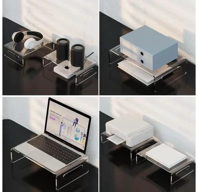 Alt view image 5 of 5 - Zimilar 2 Pack Monitor Stand Riser, Acrylic Monitor Stand for Computer, Laptop, Printer, Notebook, Premium Clear Laptop Stand Acrylic Monitor Riser for Home Office, Monitor Stands for 2 Monitors