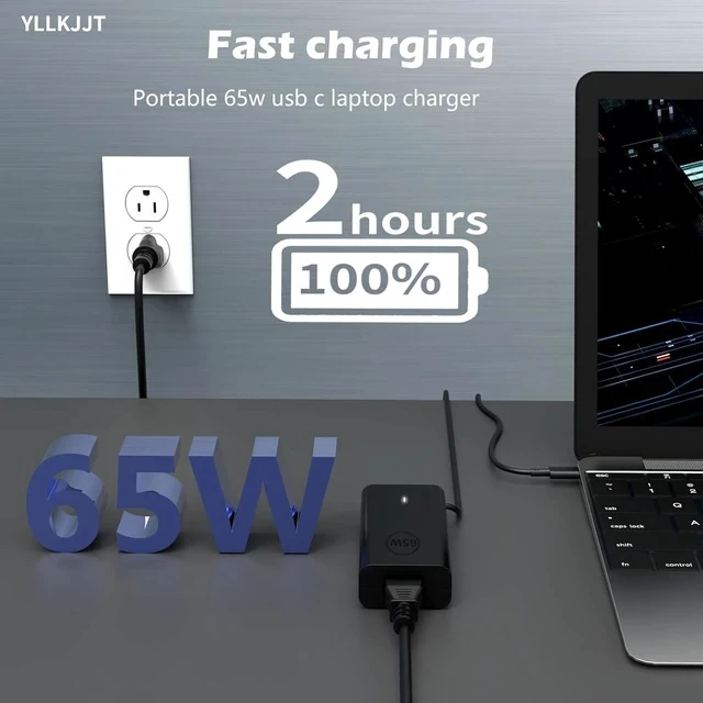 Alt view image 2 of 7 - 60W 65W USB Type C Power Adapter Cord Compatible with Laptop Charger USB C Computer Pro 13 14 16 Plus Latitude 5420 7410 5450 5540 5550 3540 3550 7420 5330 7440 5530 XPS 13 Chromebook