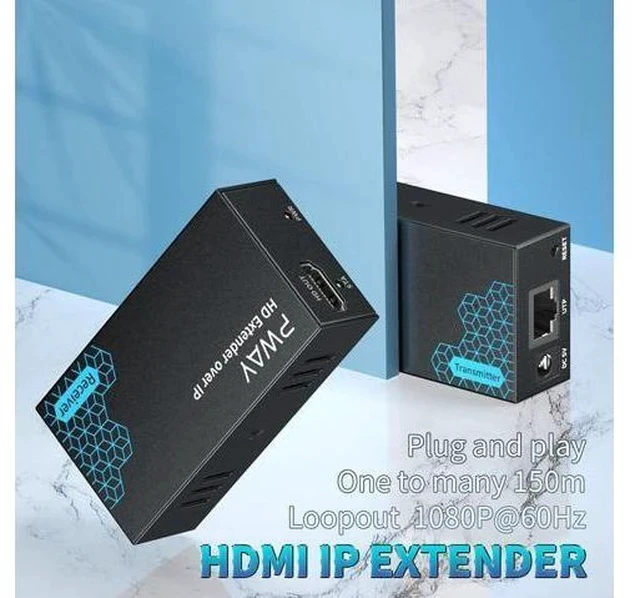 Alt view image 3 of 7 - PWAY HDMI Extender 500ft Over Single Cat5e/6, One to Multiple Monitors by Ethernet Switch, Full HD 1080P@60Hz Video Extended