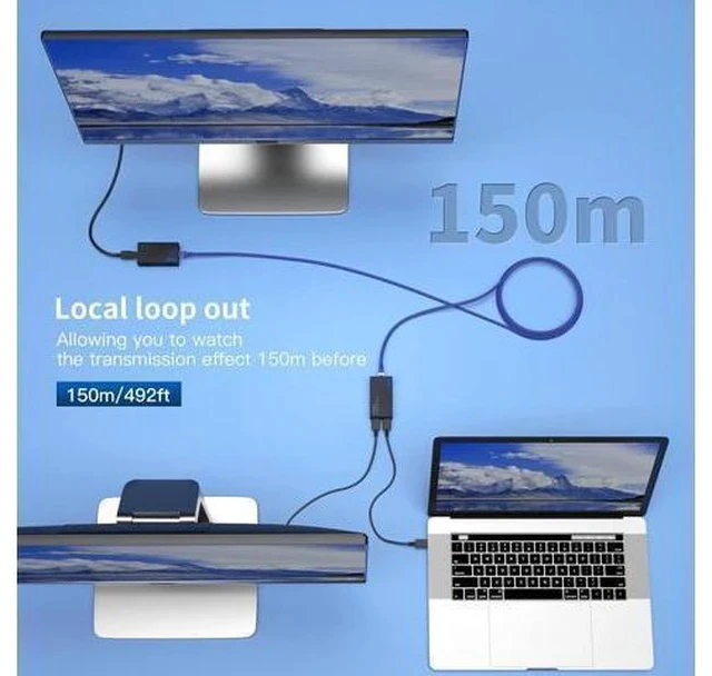 Alt view image 4 of 7 - PWAY HDMI Extender 500ft Over Single Cat5e/6, One to Multiple Monitors by Ethernet Switch, Full HD 1080P@60Hz Video Extended