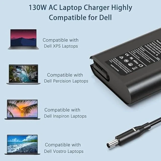 Alt view image 5 of 7 - 130W 4.5mm AC Laptop Charger Compatible with Dell XPS 15 7590 9530 9550 9560 9570 Precision M3800 M2800 5510 5520 5530 5540 Inspiron 7347 7348 7459 Power Supply Cord