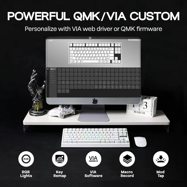 Alt view image 3 of 7 - G84 80% RGB Gaming Mechanical Keyboard+Puff Aviator Coiled USB Cable
