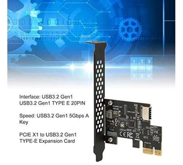 Alt view image 6 of 6 - GOWENIC PCIE to USB 3.2 Expansion Card, USB3.2 Gen1 5Gbps PCI Express Card, PCIE X1 to USB3.2 Gen1 Type E 20PIN Expansion Card, for Desktop Front Type C, for WINXP 7 8 10 11