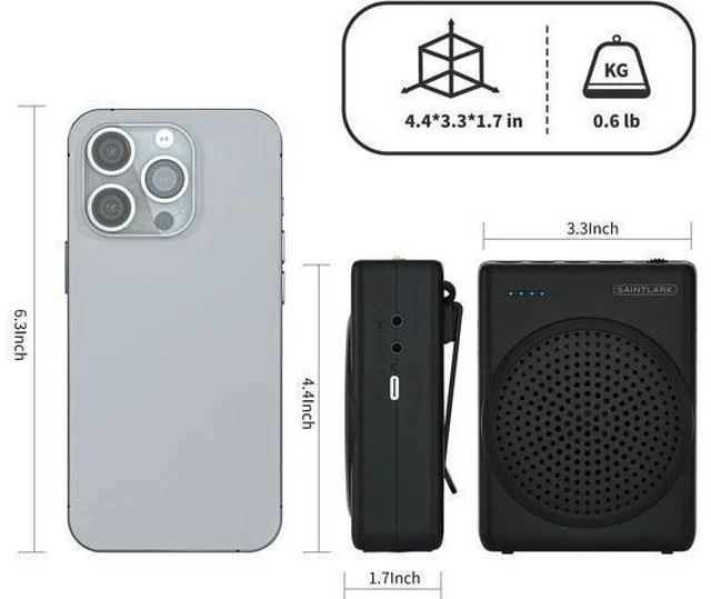 Alt view image 6 of 7 - SAINTLARK S22 Voice Amplifier for Teachers,with Wired Portable Microphone and Speaker and Belt Supports MP3 Format Audio for Training,presentations, Guided Tours, Personal Voice Amplifier