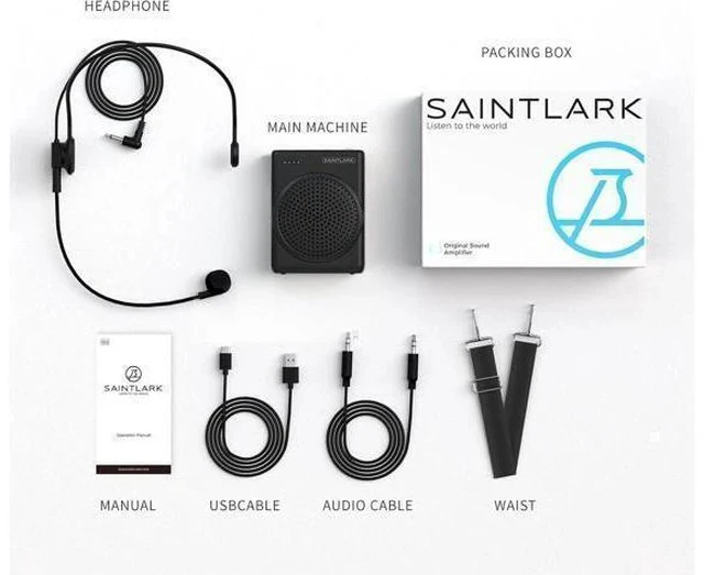 Alt view image 7 of 7 - SAINTLARK S22 Voice Amplifier for Teachers,with Wired Portable Microphone and Speaker and Belt Supports MP3 Format Audio for Training,presentations, Guided Tours, Personal Voice Amplifier