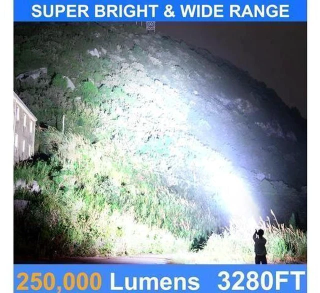 Alt view image 2 of 7 - Flashlights Rechargeable High Lumens, Ultra Powerful LED 250000 Lumens Super Bright Tactical Flashlight High Power Handheld Flash Light Waterproof Zoomable 5 Modes for Camping, Emergency, Home
