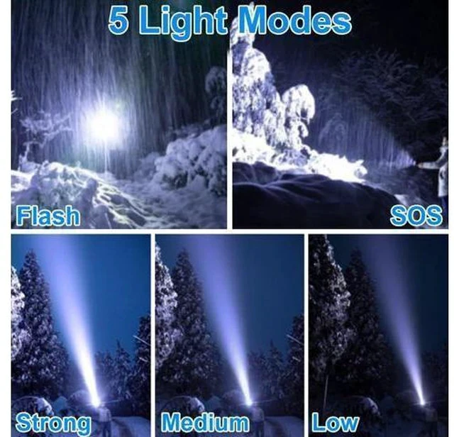 Alt view image 3 of 7 - Flashlights Rechargeable High Lumens, Ultra Powerful LED 250000 Lumens Super Bright Tactical Flashlight High Power Handheld Flash Light Waterproof Zoomable 5 Modes for Camping, Emergency, Home
