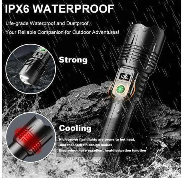 Alt view image 7 of 7 - Flashlights Rechargeable High Lumens, Ultra Powerful LED 250000 Lumens Super Bright Tactical Flashlight High Power Handheld Flash Light Waterproof Zoomable 5 Modes for Camping, Emergency, Home