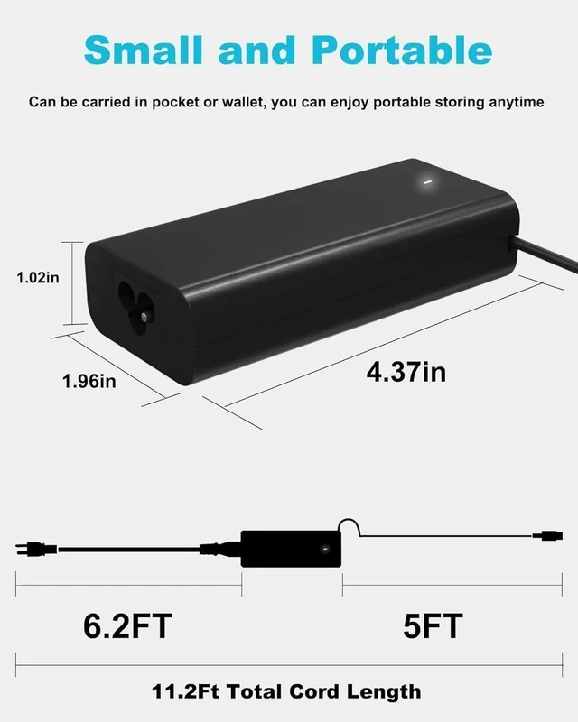 Alt view image 4 of 7 - 60W 65W USB Type C Laptop Charger Compatible with Latitude 5540 5550 5420 5450 3550 3450 7440 7430 5530 3540 5430 5520 7420 e5440 for Chromebook XPS 13 Computer 65 Watt Power Adapter