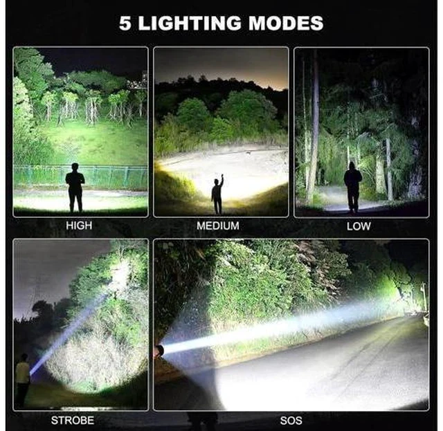 Alt view image 4 of 6 - 3 Pack Rechargeable LED Flashlights High Lumens 990 000LM Super Bright Flashlight Adjustable 5 Modes Powerful Flash Light with USB Cable Waterproof Handheld Flashlight for Home Camping Emergencies