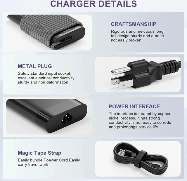 Alt view image 3 of 6 - 90W USB C Laptop Charger Compatible with HP Spectre x360 904144-850 904082-003 adp-90fe 2ln85aa HP 90w USB-c Power Adapter Type C AC Adapter Power Supply Cord