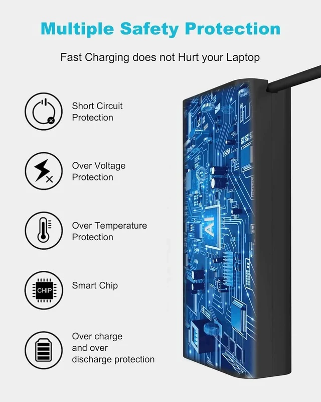 Alt view image 6 of 7 - 60W 65W USB Type C Laptop Charger Compatible with Latitude 5540 5550 5420 5450 3550 3450 7440 7430 5530 3540 5430 5520 7420 e5440 for Chromebook XPS 13 Computer 65 Watt Power Adapter