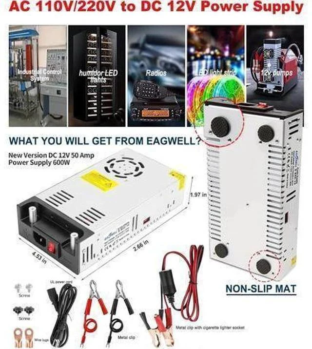 Alt view image 7 of 7 - AC to DC Converter 12V Power Supply,Universal SMPS 120V AC to 12V 50A 600W DC Converter Power Supply Transformer Driver Adapter for RV,Pump,LED Strip, LCD Monitor