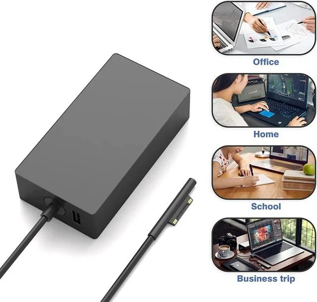 Alt view image 5 of 6 - 65W Surface Pro Charger Compatible with Microsoft Surface Laptop 2 3 Surface Pro X 9 8 7 6 5 4 3 Surface Go 2 Go 3 Surface Book 1 2 Microsoft Surface Charger Power Supply Adapter