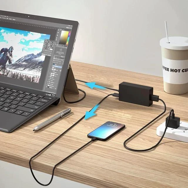 Alt view image 6 of 6 - 65W Surface Pro Charger Compatible with Microsoft Surface Laptop 2 3 Surface Pro X 9 8 7 6 5 4 3 Surface Go 2 Go 3 Surface Book 1 2 Microsoft Surface Charger Power Supply Adapter