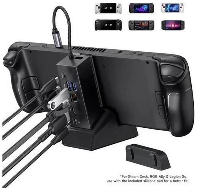 Alt view image 2 of 7 - Docking Station & 100W Charger for ROG Xbox Ally X (2025)/ROG Ally X/Steam Deck/Legion Go, 6-in-1 Dock with HDMI 4K@120Hz, Gigabit Ethernet, Dual USB A & USB C 3.2 Gen 1, 100W Charging - HB0609