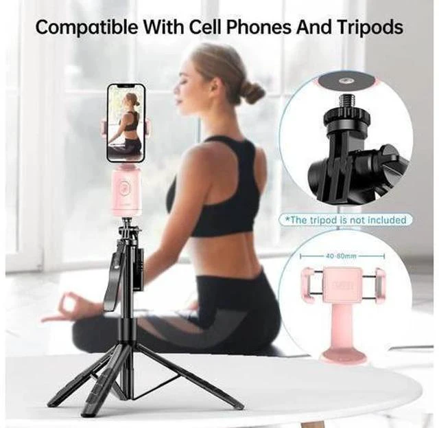 Alt view image 5 of 7 - Auto Tracking Phone Holder, Auto Face Tracking Tripod, Portable All-in-one Smart Selfie Stick 360 Rotation Fast Face & Object Tracking Cameraman Robot Mount for Phone Video Vlog Live Streaming(Pink)