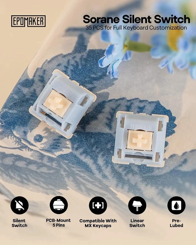 Alt view image 2 of 7 - Silent Mechanical Keyboard Switches Set - 35 Pieces Factory Pre-Lubed, 5-Pin Linear/Tactile Switches for Custom Mechanical Keyboards (Sorane(Linear Silent))