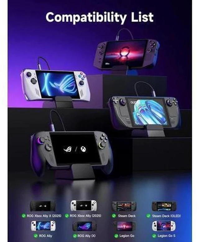 Alt view image 3 of 7 - Docking Station & 100W Charger for ROG Xbox Ally X (2025)/ROG Ally X/Steam Deck/Legion Go, 6-in-1 Dock with HDMI 4K@120Hz, Gigabit Ethernet, Dual USB A & USB C 3.2 Gen 1, 100W Charging - HB0609
