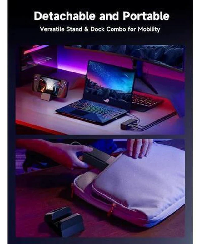 Alt view image 7 of 7 - Docking Station & 100W Charger for ROG Xbox Ally X (2025)/ROG Ally X/Steam Deck/Legion Go, 6-in-1 Dock with HDMI 4K@120Hz, Gigabit Ethernet, Dual USB A & USB C 3.2 Gen 1, 100W Charging - HB0609
