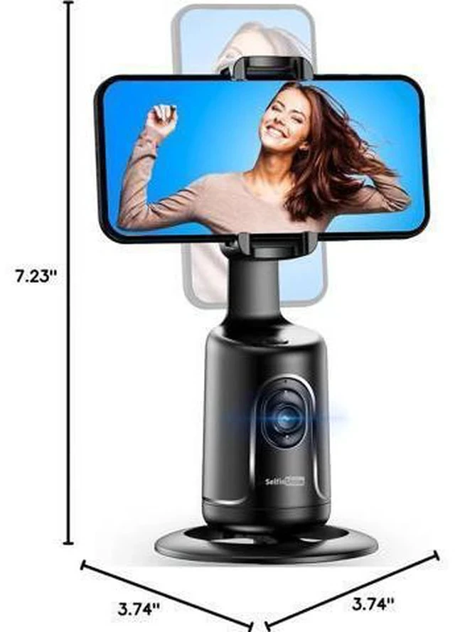 Alt view image 2 of 7 - Auto Tracking Phone Holder, Auto Face Tracking Tripod, Portable All-in-one Smart Selfie Stick 360 Rotation Fast Face & Object Tracking Cameraman Robot Mount for Phone Video Vlog Live Streaming(Black)