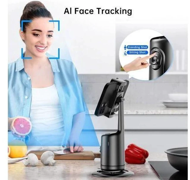 Alt view image 3 of 7 - Auto Tracking Phone Holder, Auto Face Tracking Tripod, Portable All-in-one Smart Selfie Stick 360 Rotation Fast Face & Object Tracking Cameraman Robot Mount for Phone Video Vlog Live Streaming(Black)