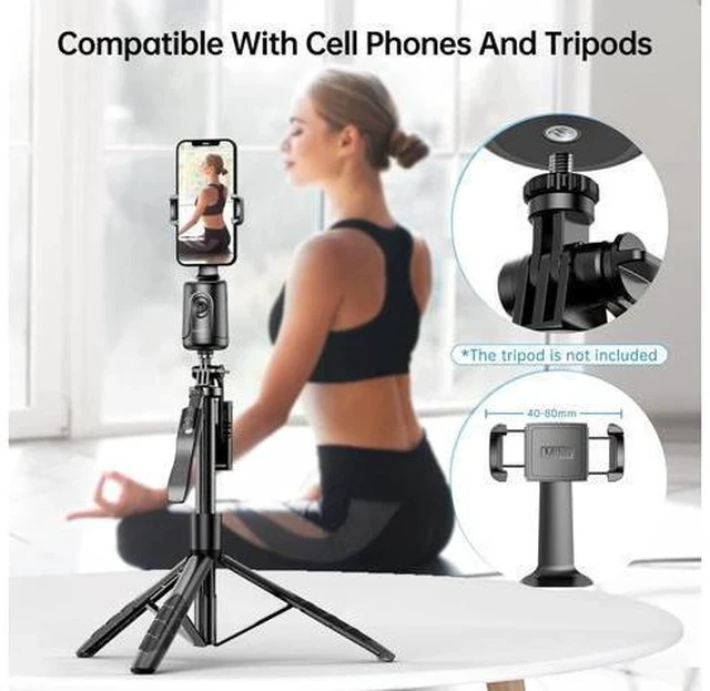 Alt view image 5 of 7 - Auto Tracking Phone Holder, Auto Face Tracking Tripod, Portable All-in-one Smart Selfie Stick 360 Rotation Fast Face & Object Tracking Cameraman Robot Mount for Phone Video Vlog Live Streaming(Black)
