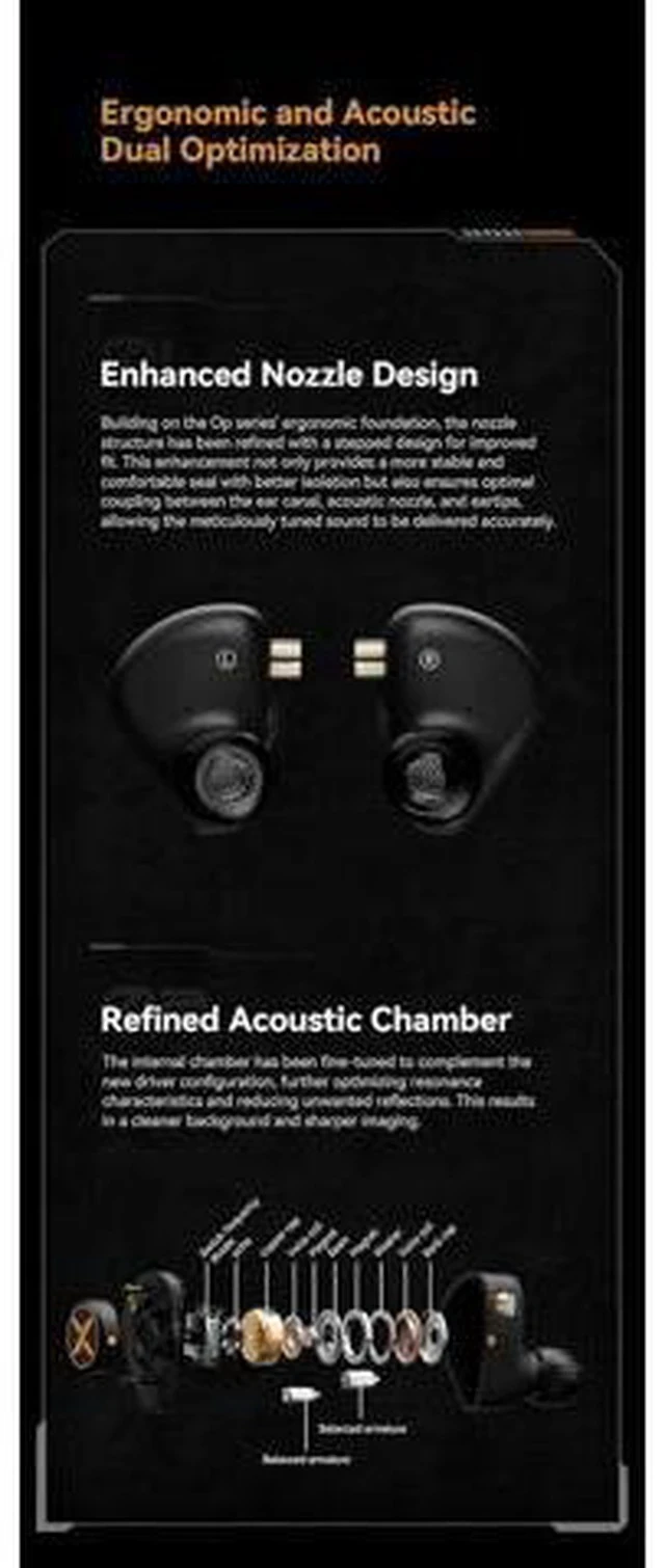 Alt view image 7 of 7 - ooopusX Op.22 Headphones Two Dynamic Two Balanced Armature Drivers in-Ear Monitors Adjustable Tuning Options (3.5mm Without mic)