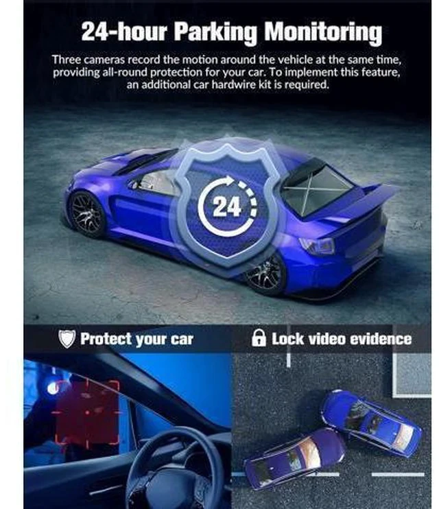 Alt view image 5 of 7 - Dash Camera for Cars,4K Full UHD Car Camera Front Rear with 32GB Card,Built-in Super Night Vision,2.0' IPS Screen,170°Wide Angle,WDR, 24H Parking Mode, Loop Recording