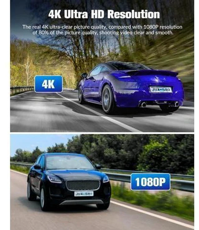Alt view image 7 of 7 - Dash Camera for Cars,4K Full UHD Car Camera Front Rear with 32GB Card,Built-in Super Night Vision,2.0' IPS Screen,170°Wide Angle,WDR, 24H Parking Mode, Loop Recording