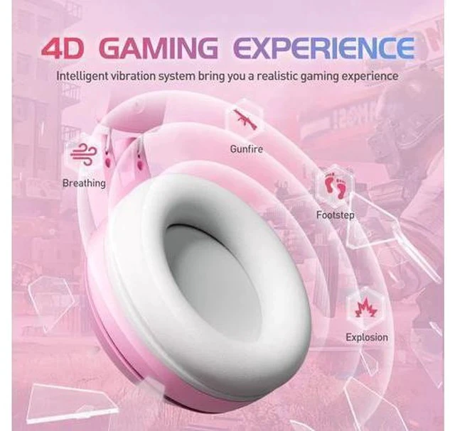 Alt view image 3 of 7 - SOMIC G951pink Gaming Headset for PC, PS4, PS5, Laptop, Cat Ear Headphone USB Gaming Headphones with Mic Noise Cancelling, LED Light, 7.1 Virtual Surround Sound for Girls, Women