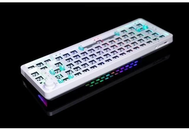 Alt view image 3 of 4 - GK GAMAKAY LK67 65% RGB Modular DIY Mechanical Keyboard, 67 Keys Hot Swappable 3pin/5pin Switch, Programmable Triple Mode Bluetooth 5.0/USB-C Wired/2.4GHz Wireless Customized Keyboard Kit (White)