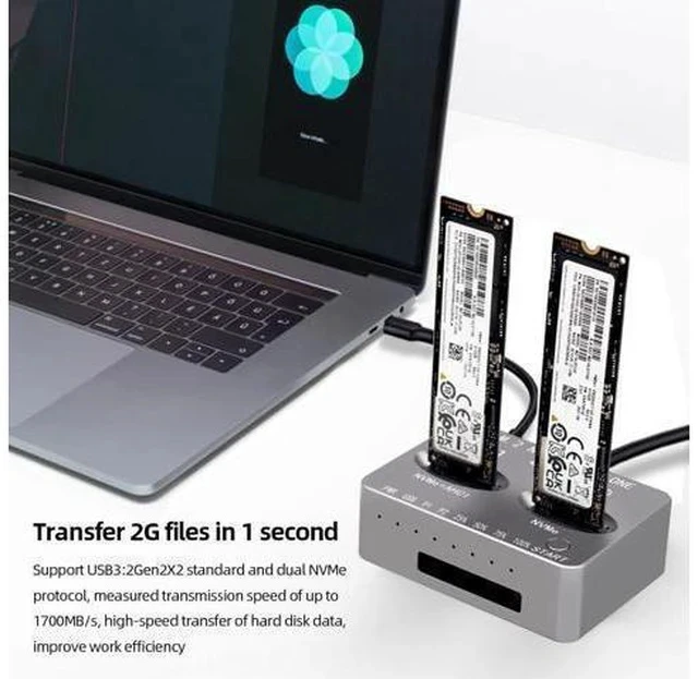 Alt view image 3 of 7 - M.2 NVMe SSD Dock AHCI Duplicator Cloner USB3.2 20G SSD Dual-Bay Offline Clone USB C to NVME Docking Station Mobile Hard Drives Dock for Mac Window Linux