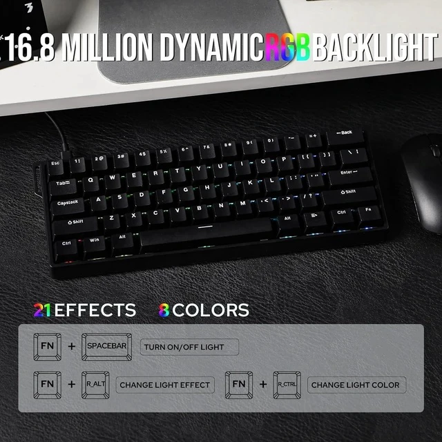 Alt view image 5 of 7 - Aula WIN60 HE 60% Wired Magnetic Keyboard with Adjustable Actuation+Creamy Jade Magnetic Switches